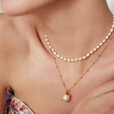 Adjustable Baroque Pearl Necklace - 925 Silver (Silver/Gold-Tone)