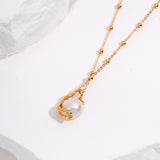 Adjustable Baroque Pearl Necklace - 925 Silver (Silver/Gold-Tone)