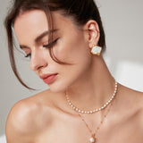 Adjustable Baroque Pearl Necklace - 925 Silver (Silver/Gold-Tone)