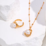 Adjustable Baroque Pearl Necklace - 925 Silver (Silver/Gold-Tone)