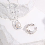 Adjustable Baroque Pearl Necklace - 925 Silver (Silver/Gold-Tone)