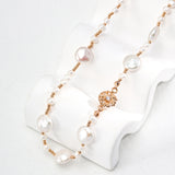 Floral-Inspired Design Pearl Necklace - 925 Silver