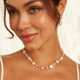 Floral-Inspired Design Pearl Necklace - 925 Silver