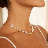 Floral-Inspired Design Pearl Necklace - 925 Silver