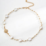 Floral-Inspired Design Pearl Necklace - 925 Silver