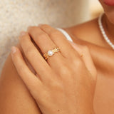 Wave Pearl Jewelry Set - 925 Silver (Silver/Gold-Tone)