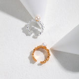 Wave Pearl Jewelry Set - 925 Silver (Silver/Gold-Tone)