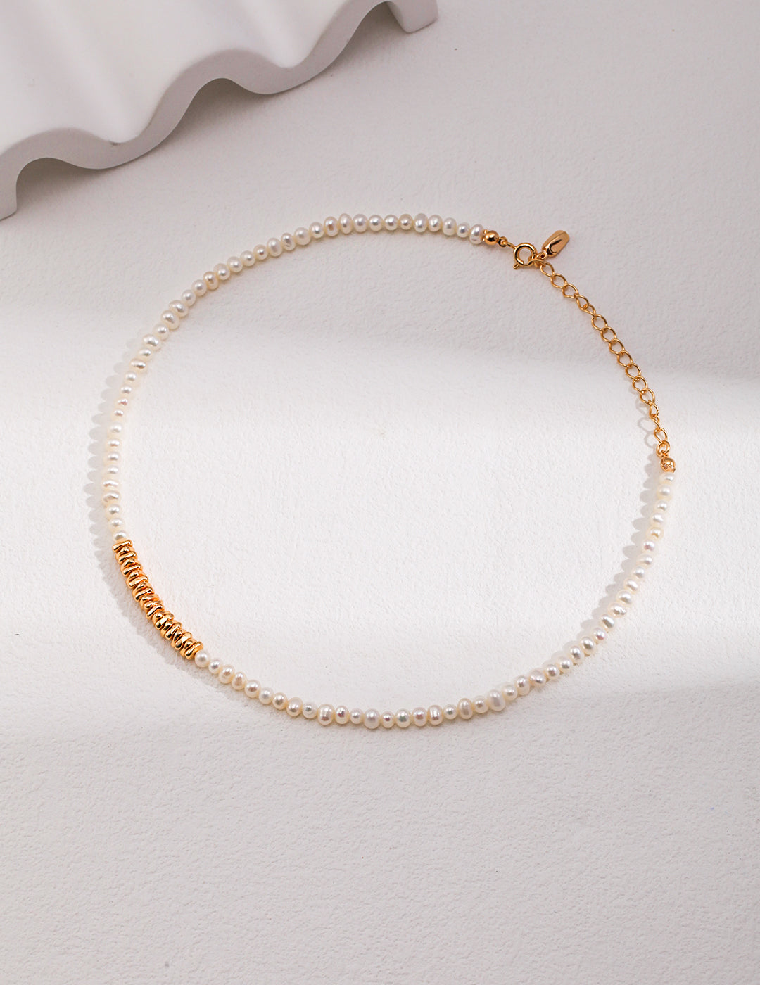 Crushed Silver Pearl Necklace - 925 Silver