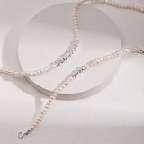 Crushed Silver Pearl Necklace - 925 Silver