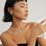 Adjustable Crushed Pearl & Opal Necklace - 925 Silver