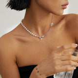 Adjustable Crushed Pearl & Opal Necklace - 925 Silver