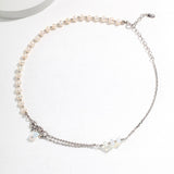 Adjustable Crushed Pearl & Opal Necklace - 925 Silver