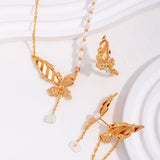 Adjustable Butterfly Pearl Necklace - 925 Silver