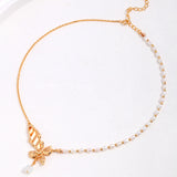 Adjustable Butterfly Pearl Necklace - 925 Silver