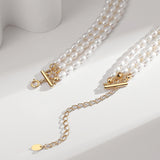 Renaissance-Style Rice Pearl Necklace - Gold-Tone 925 Silver