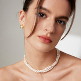 Renaissance-Style Rice Pearl Necklace - Gold-Tone 925 Silver