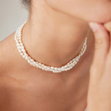 Renaissance-Style Rice Pearl Necklace - Gold-Tone 925 Silver