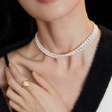 Renaissance-Style Rice Pearl Necklace - Gold-Tone 925 Silver