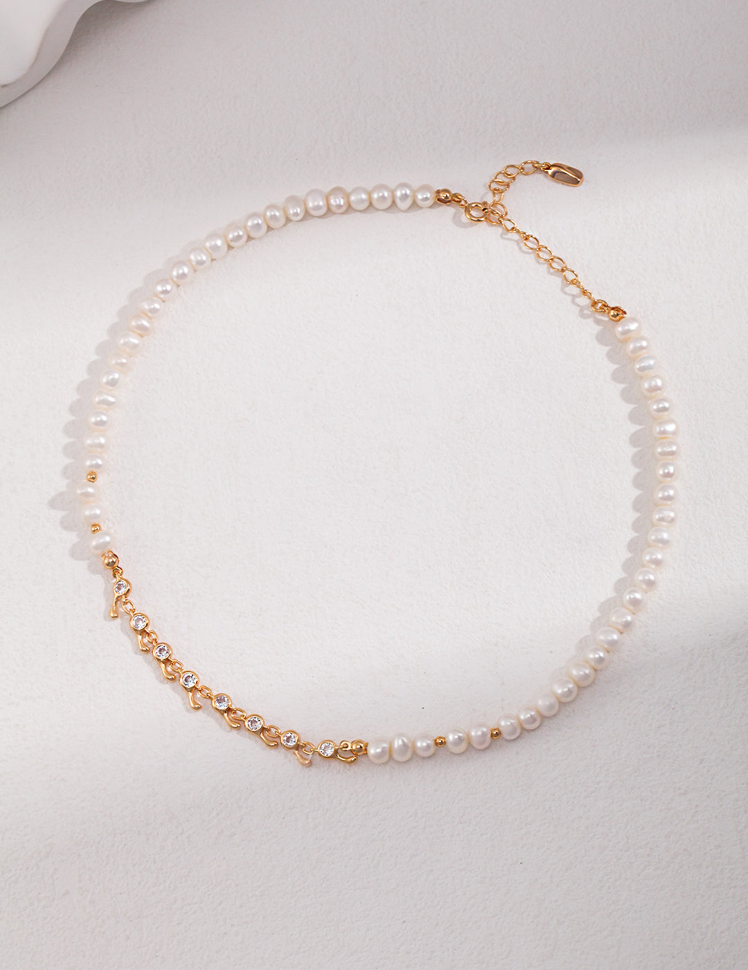Adjustable S925 Silver Necklace with Pearl - Silver Tone / Gold Tone