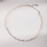 Adjustable S925 Silver Necklace with Pearl - Silver Tone / Gold Tone