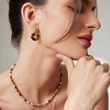 Adjustable 925 Silver Multi-Gemstone Necklace - Gold Tone