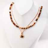 Adjustable 925 Silver Multi-Gemstone Necklace - Gold Tone