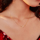 K Gold Tone Solid Silver Love Necklace & Earrings Set - Minimalist Elegance