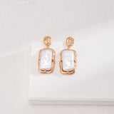 Adjustable Natural Pearl Necklace & Earrings Set - Vintage Gold Tone