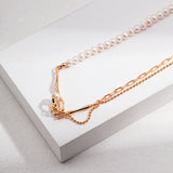 Withered Nest Adjustable Pearl Necklace - Silver Tone / Vintage Gold Tone