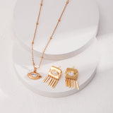 Minimalist French-Style Zirconia Necklace - Vintage Gold Tone