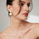 Minimalist French-Style Zirconia Necklace - Vintage Gold Tone