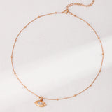 Minimalist French-Style Zirconia Necklace - Vintage Gold Tone