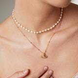 Minimalist French-Style Zirconia Necklace - Vintage Gold Tone