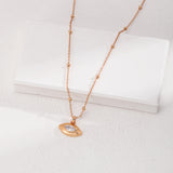 Minimalist French-Style Zirconia Necklace - Vintage Gold Tone