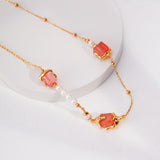 Geometric Pearl Necklace - Raw Silver