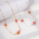 Geometric Pearl Necklace - Raw Silver
