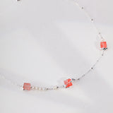 Geometric Pearl Necklace - Raw Silver