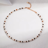 Adjustable Tiger Eye Bracelet & Necklace Set - Vintage Gold Tone