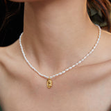 Vintage Gold Adjustable Rice Pearl Choker - Minimalist Luxury