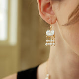 Vintage Pearl & Shell Earrings - 925 Silver (Gold-Tone)