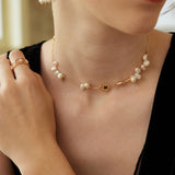 Vintage Pearl & Shell Earrings - 925 Silver (Gold-Tone)
