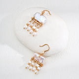 Vintage Pearl & Shell Earrings - 925 Silver (Gold-Tone)
