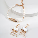 Vintage Pearl & Shell Earrings - 925 Silver (Gold-Tone)