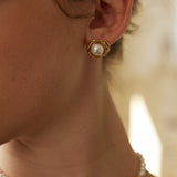925 Silver Pearl Earrings - Gold/Silver-Tone (9mm Pearl)