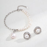925 Silver Pearl Earrings - Gold/Silver-Tone (9mm Pearl)