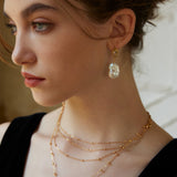 Baroque Pearl & Zircon Earrings - 925 Silver (Gold-Tone)