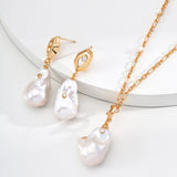 Baroque Pearl & Zircon Earrings - 925 Silver (Gold-Tone)