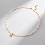 Adjustable Heart Pearl Necklace - 925 Silver (Gold-Tone)