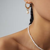 Adjustable Heart Pearl Necklace - 925 Silver (Gold-Tone)