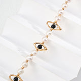 Evil Eye Pearl & Onyx Necklace - 925 Silver (Gold-Tone)